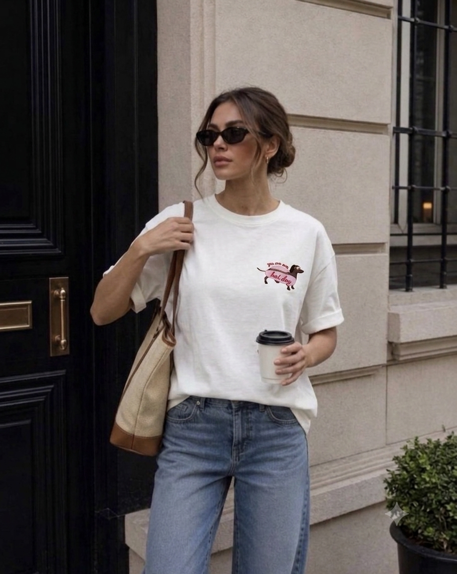 Lässiges T-Shirt Hotdog