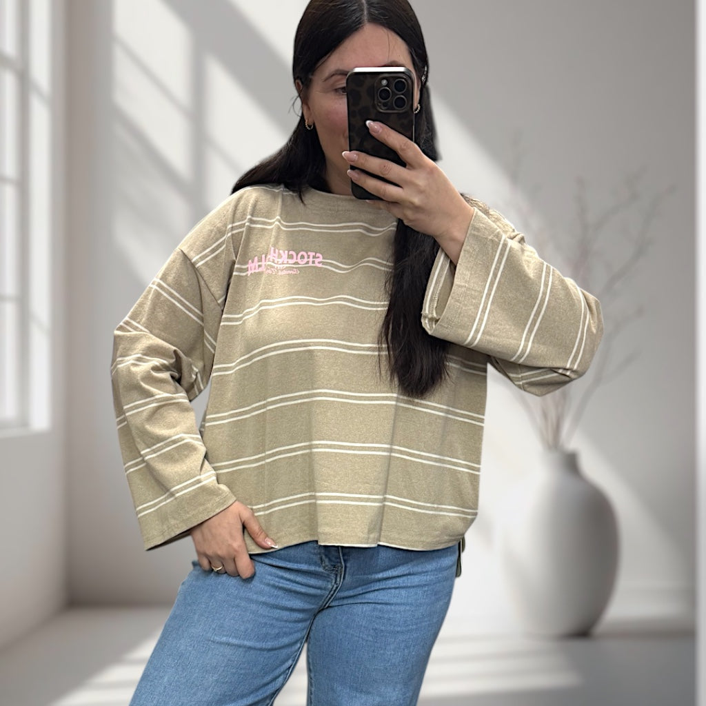 Gestreiftes Longsleeve „Stockholm City“ (verschiedene Farben)