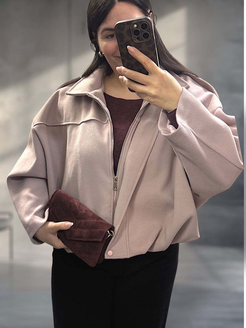 Cropped Jacke in Wolloptik