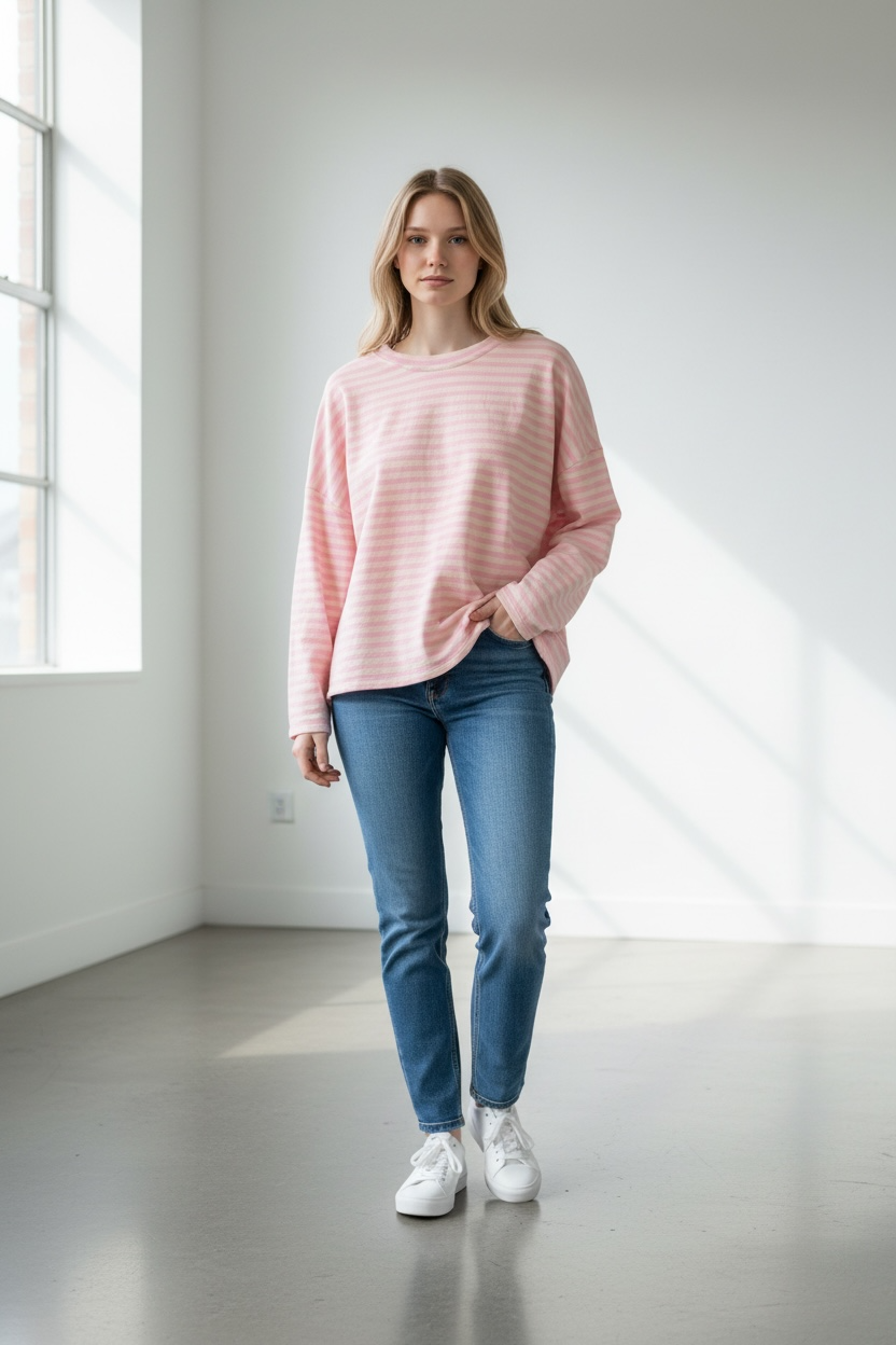 Gestreiftes Jersey Shirt kürzer geschnitten (verschiedene Farben)