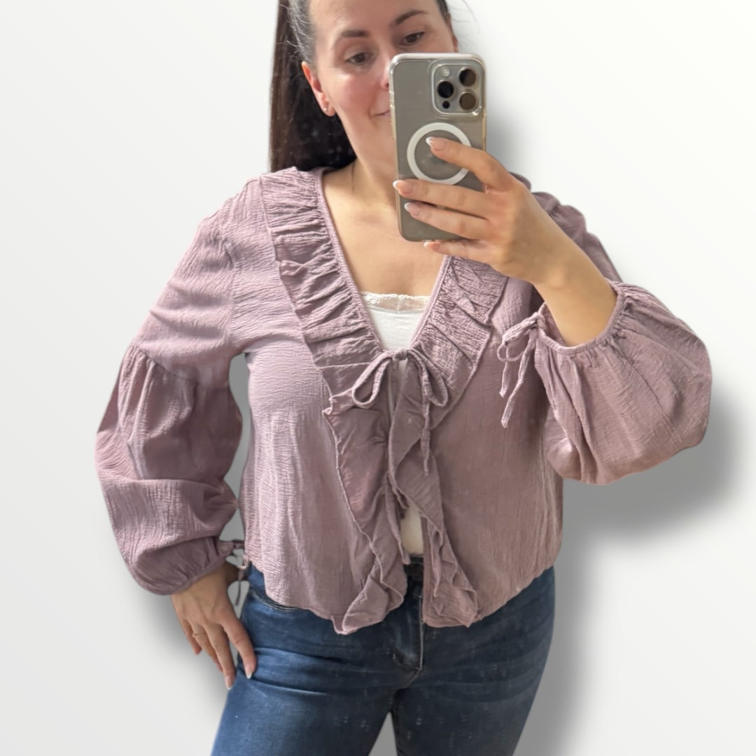 Knoten-Bluse mit Rüschen verschiedenen Farben
