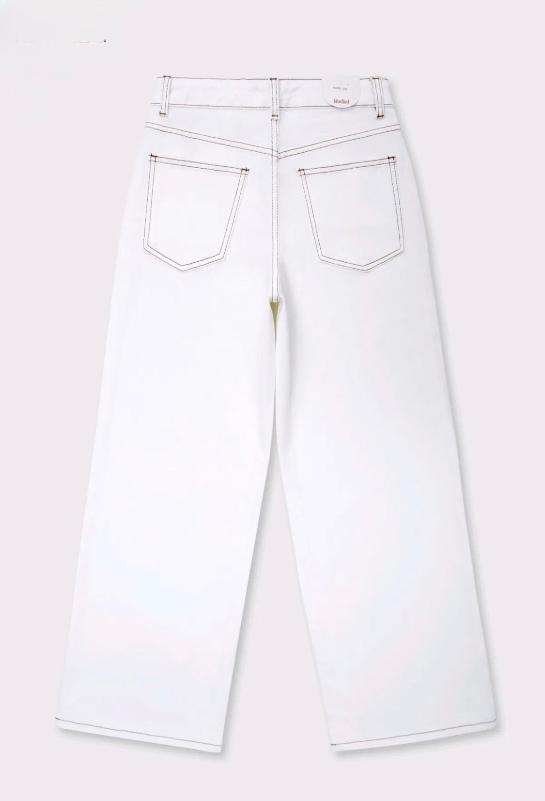 Wideleg Jeans Ivory Edge mit braunen Nähten