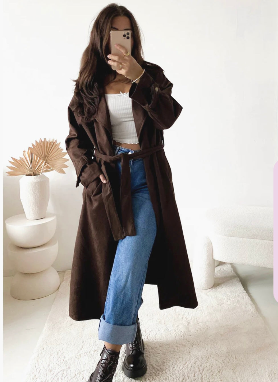 Velours Trenchcoat in Wildleder Optik (verschiedene Farben)