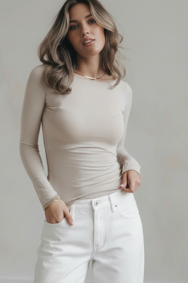 Stretchy Basic Viscose Longsleeve leicht transparent (verschiedene Farben)