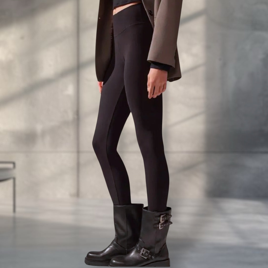 Schwarze Premium Thermo Leggings mit Shape Effekt & Teddyfellfutter