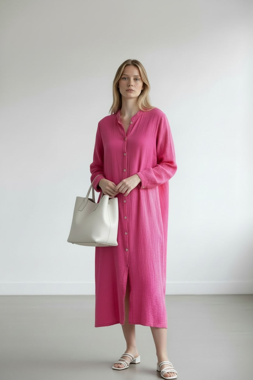 Musselin Hemdkleid lang (verschiedene Farben)