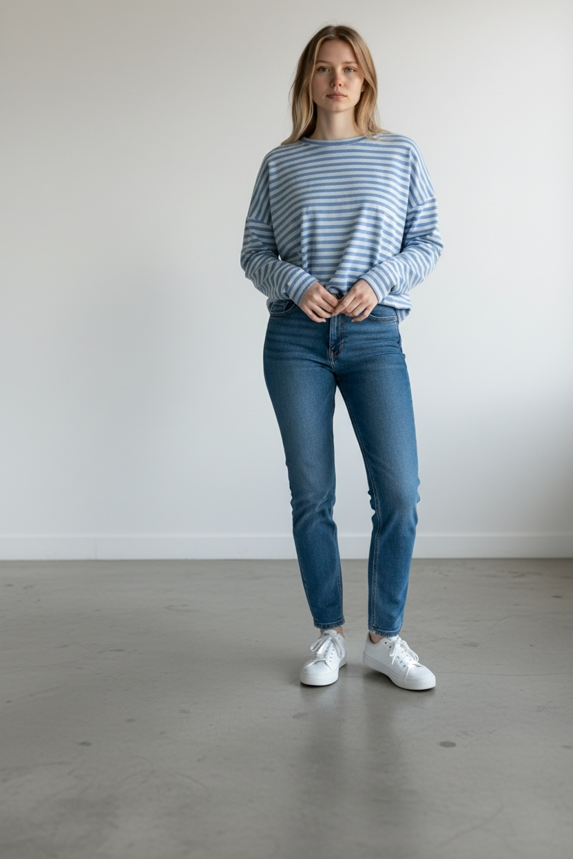 Gestreiftes Jersey Shirt kürzer geschnitten (verschiedene Farben)