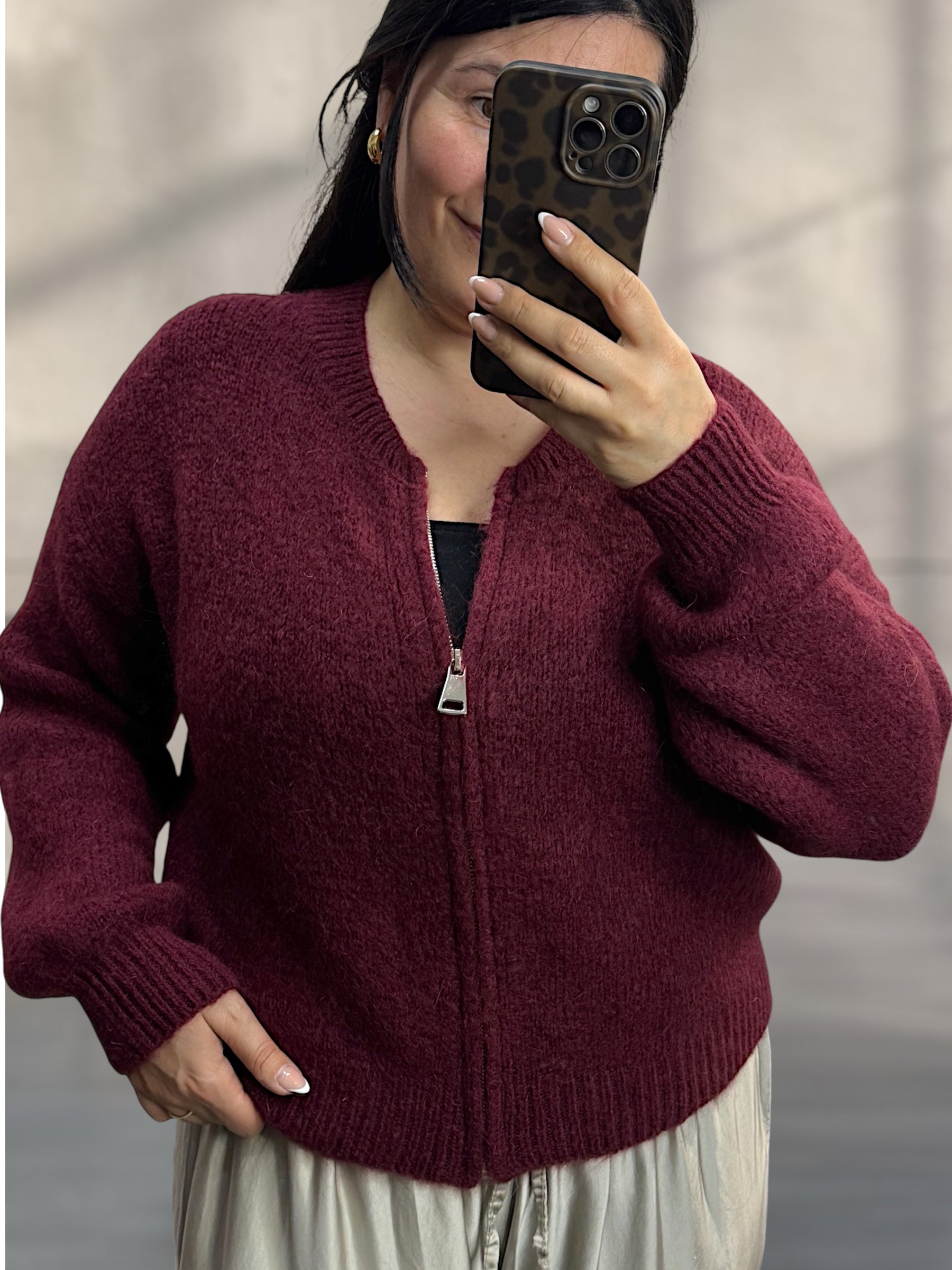 Zipp-Strickjacke mit Reißverschluss (verschiedene Farben)