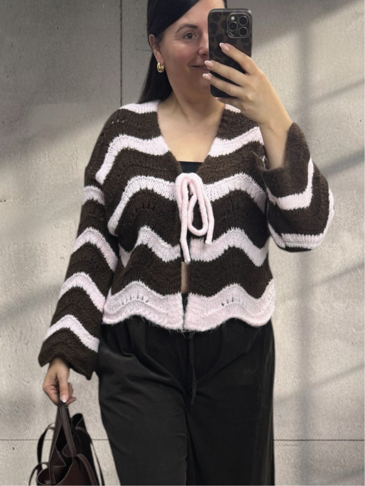 Kuschelige Schleifen Strickjacke Waves/gestreift  (verschiedene Farben)