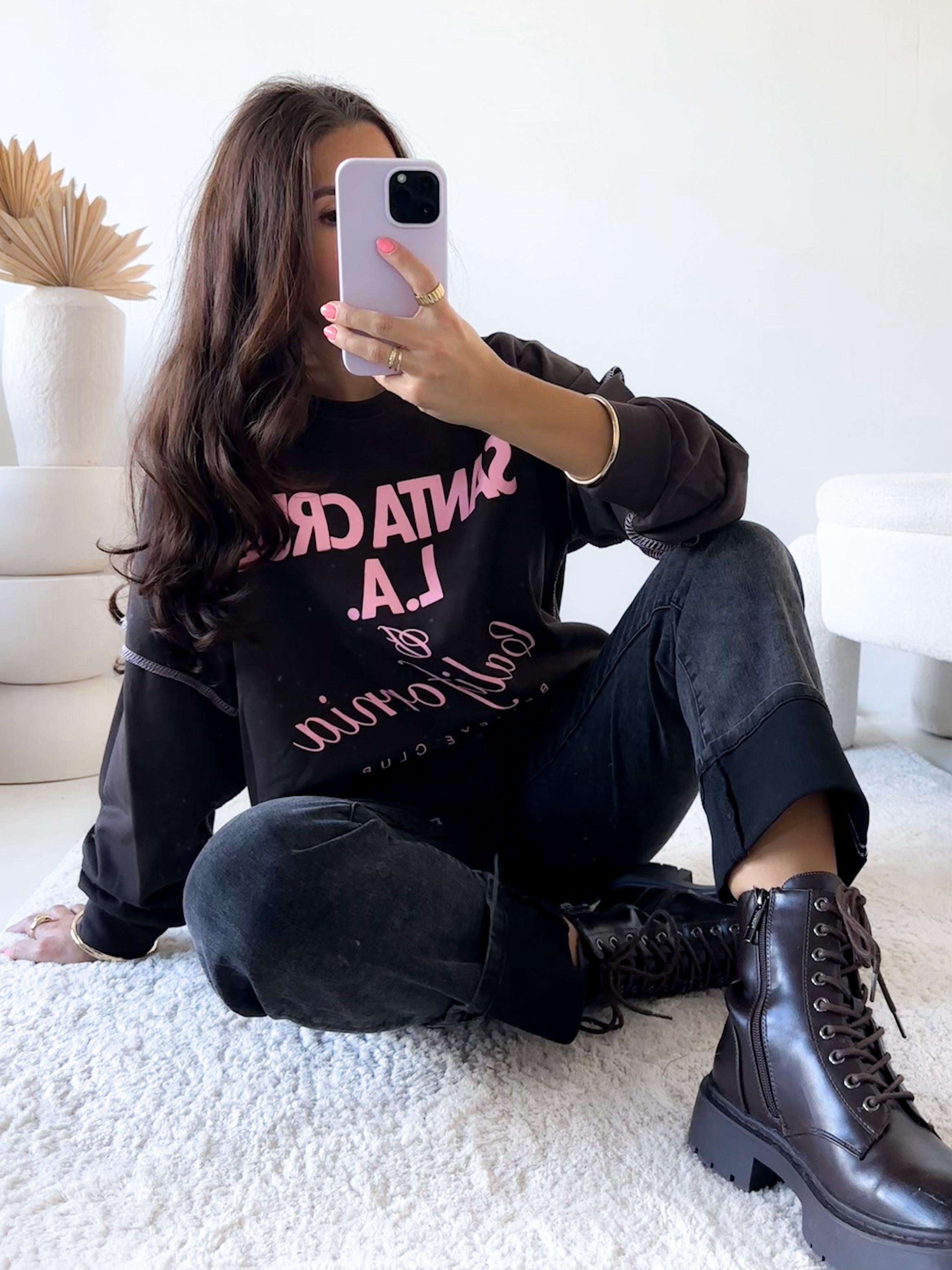 Lässiger LA Sweatshirt dark Brown