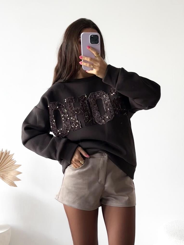 Pailletten Soho Sweater in braun