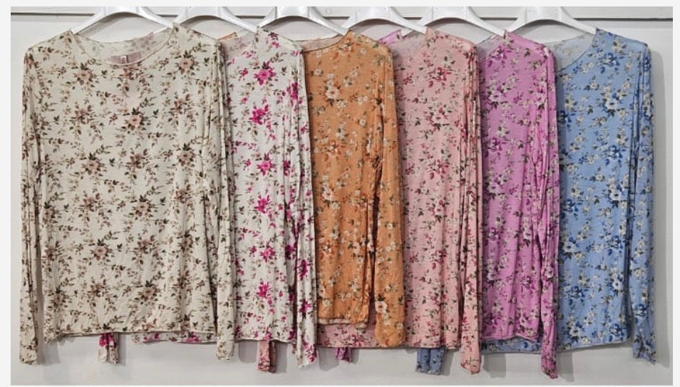 Dünnes Longsleeve Flower (verschiedene Farben)