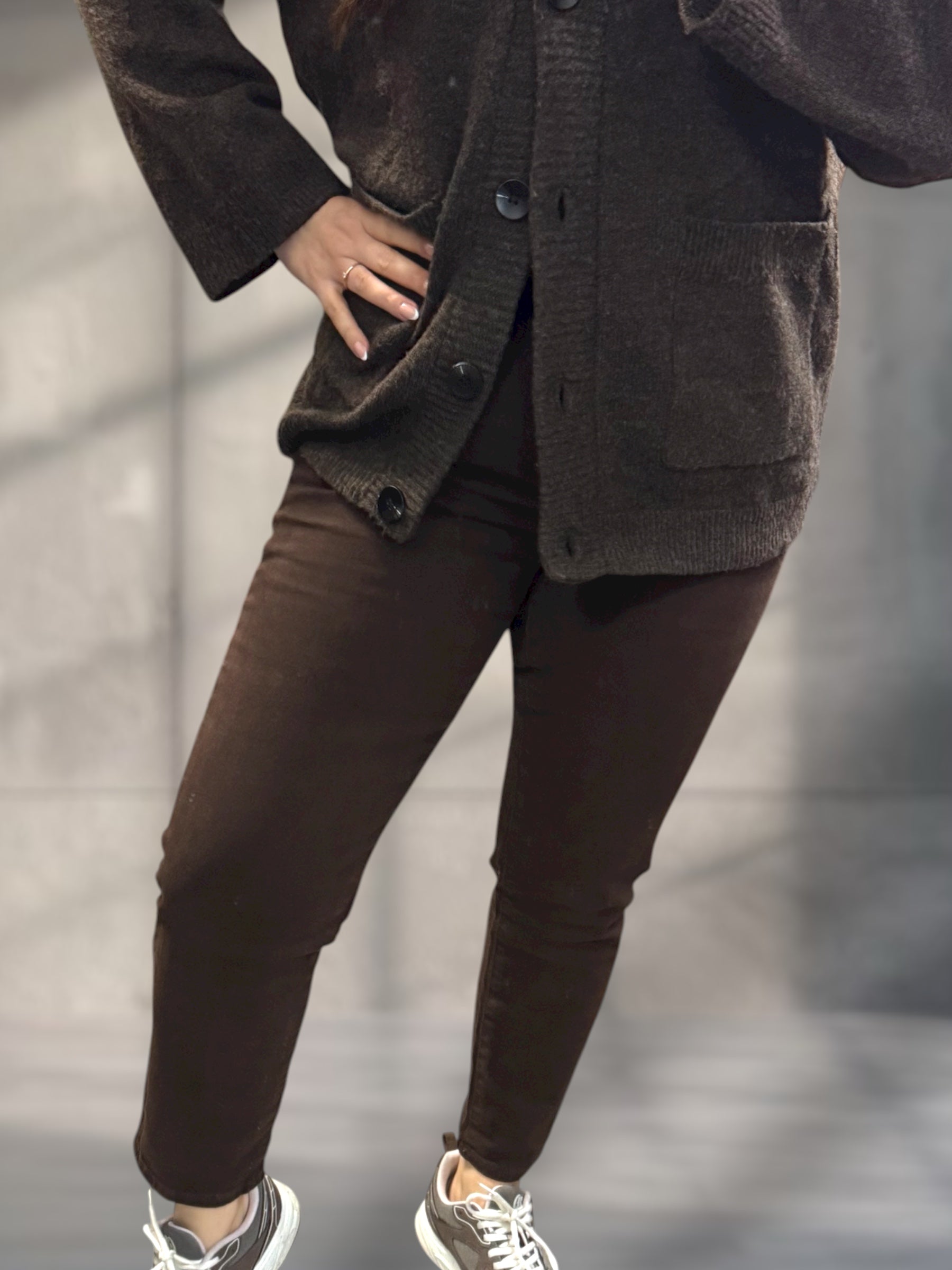 Mom Jeanshose mit geraden Bein in braun 7/8 Länge