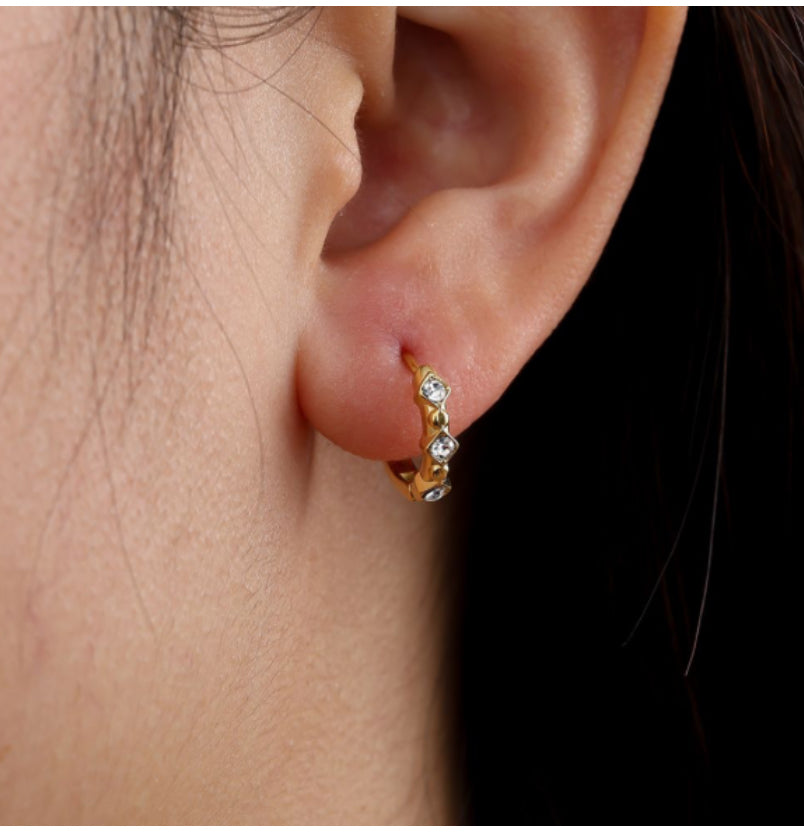Creole Three Little Diamonds Edelstahl Vergoldet
