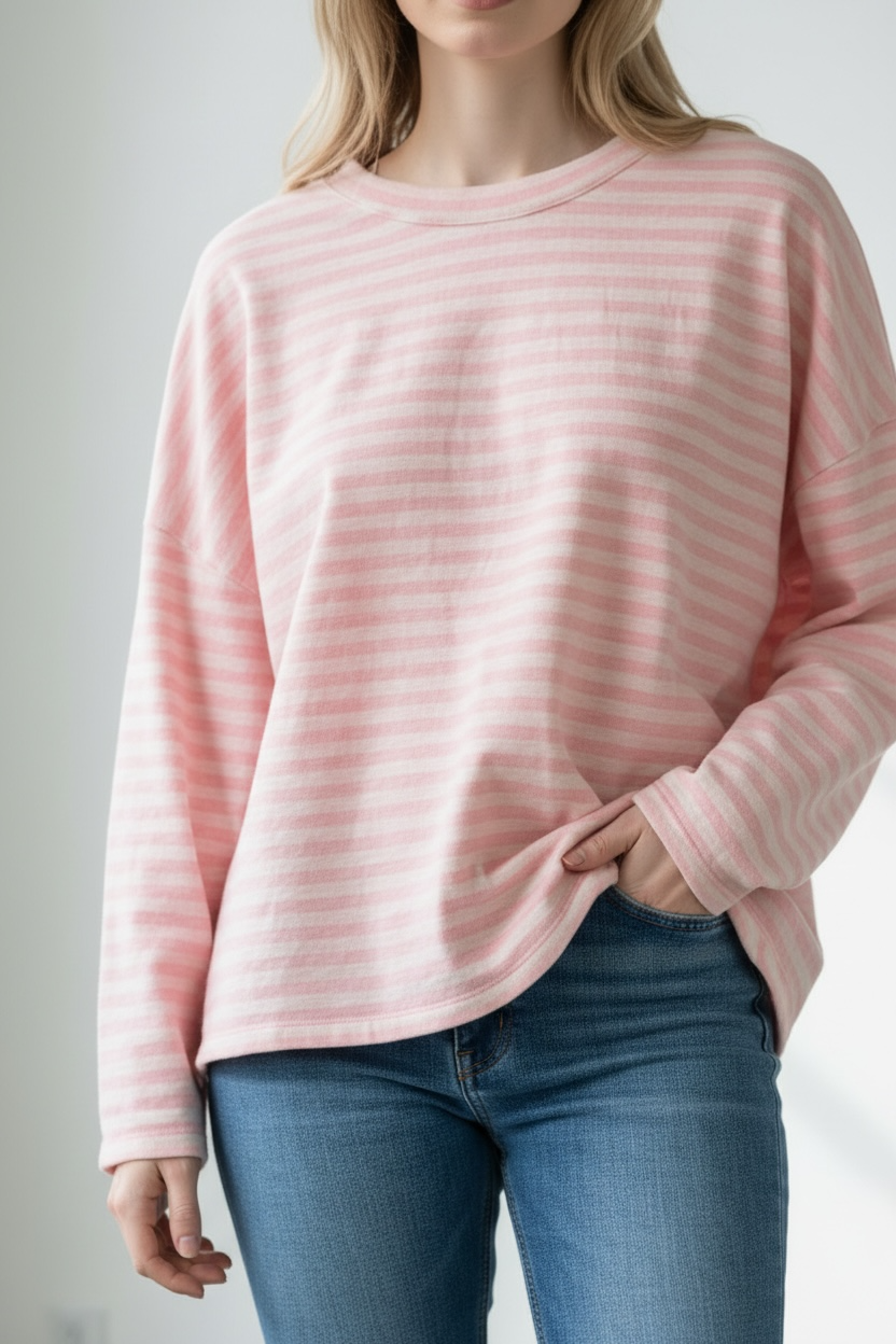 Gestreiftes Jersey Shirt kürzer geschnitten (verschiedene Farben)