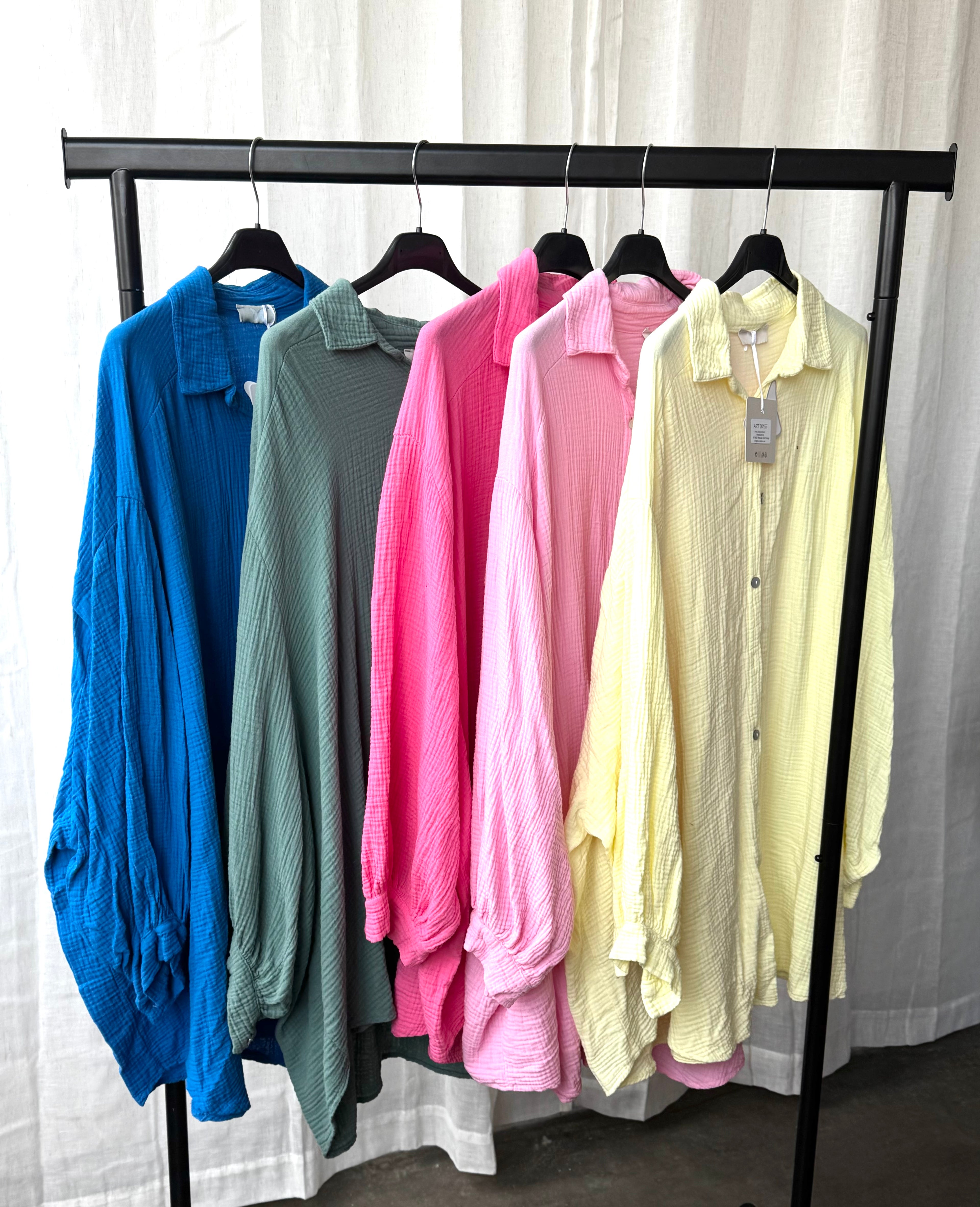 Musselin Langbluse (verschiedene Farben)