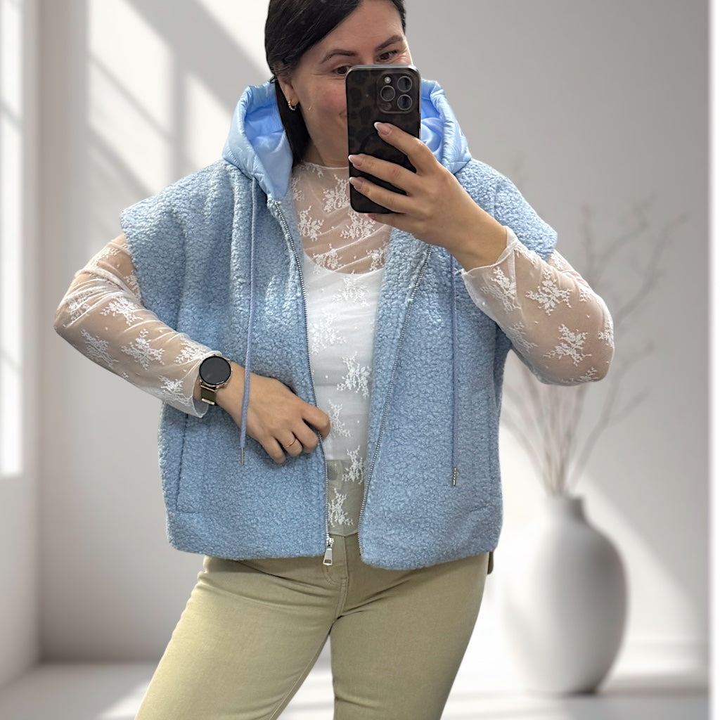 Teddy Weste mit Kapuze (verschiedene Farben)