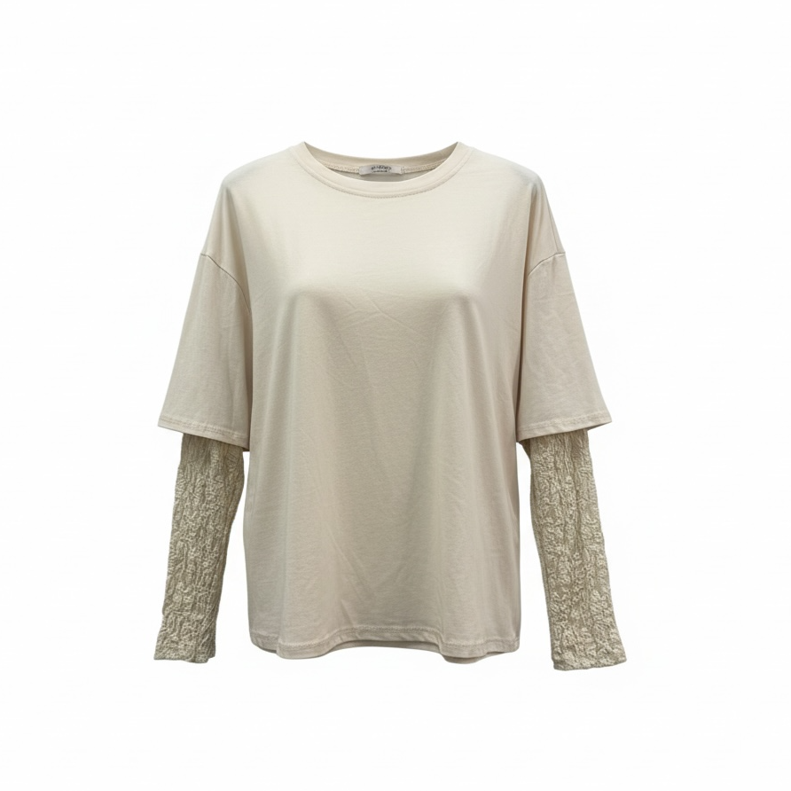 Vintage Shirt mit Spitzendetails creme/beige