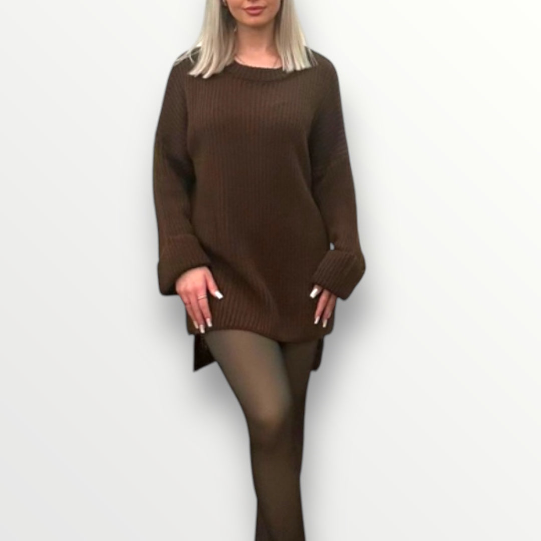 Oversize Pullover Vokuhila in Khaki