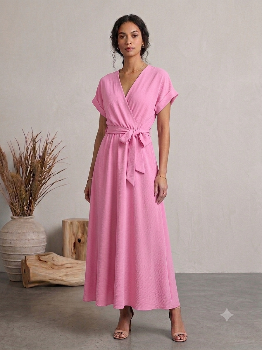Basic Kleid mit Bindegürtel (verschiedenen Farben)