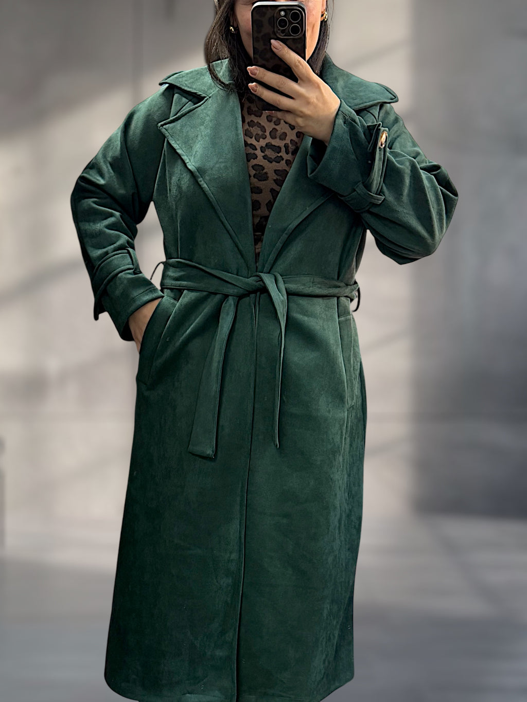 Velours Trenchcoat in Wildleder Optik (verschiedene Farben)