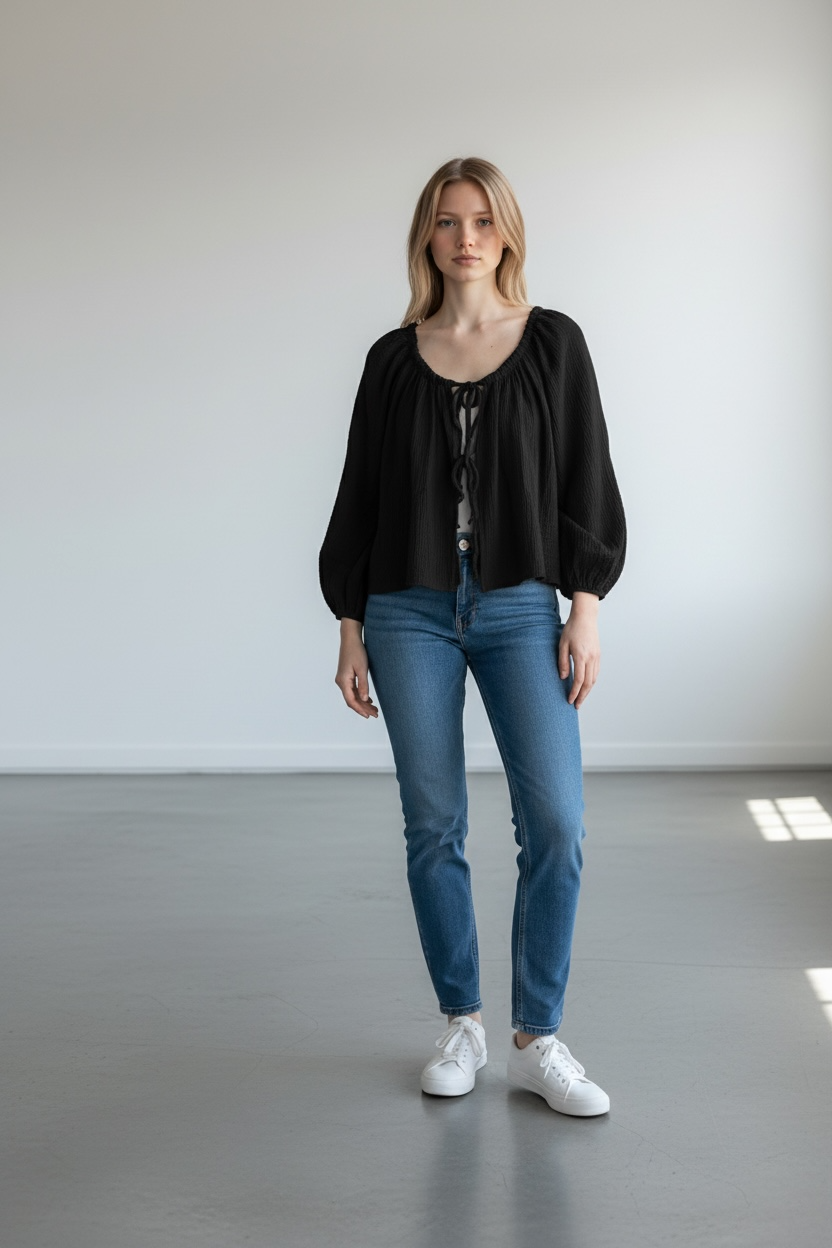 Musselin Knoten-Bluse Off-Shoulder tragbar in verschiedenen Farben