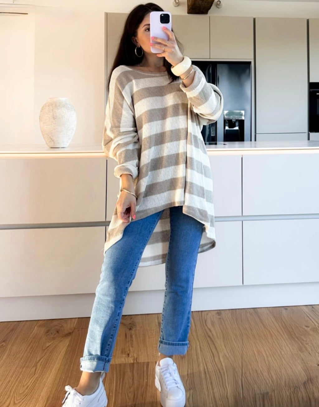 Leichter Vokuhila Strickpullover (verschiedene Farben)