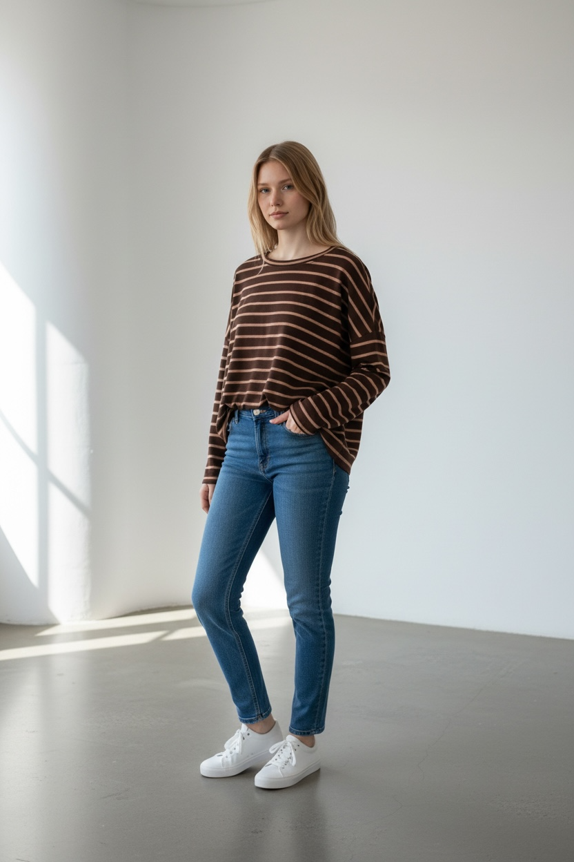 Gestreiftes  Retro Jersey Shirt kürzer geschnitten (verschiedene Farben)