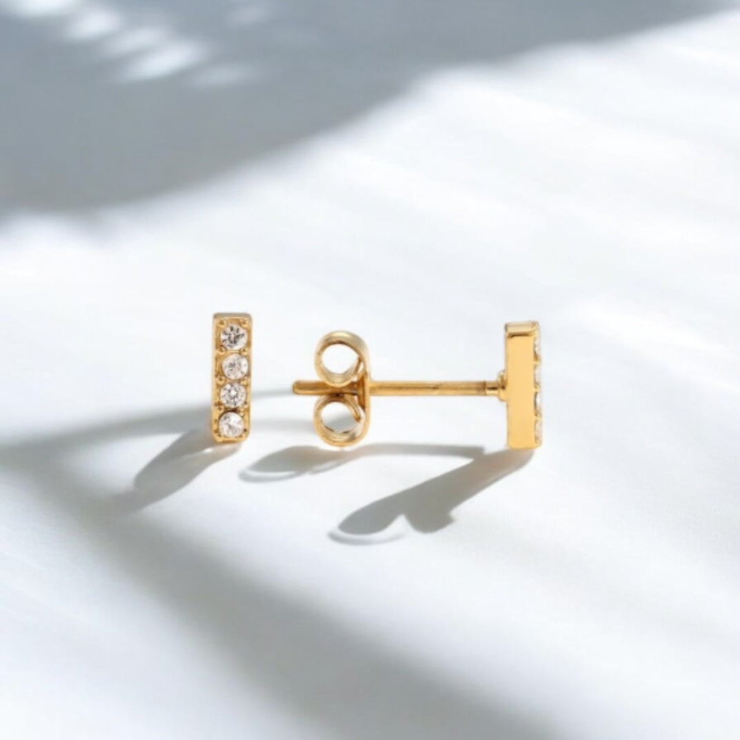 Four Diamonds Line Edelstahl Ohrringe vergoldet