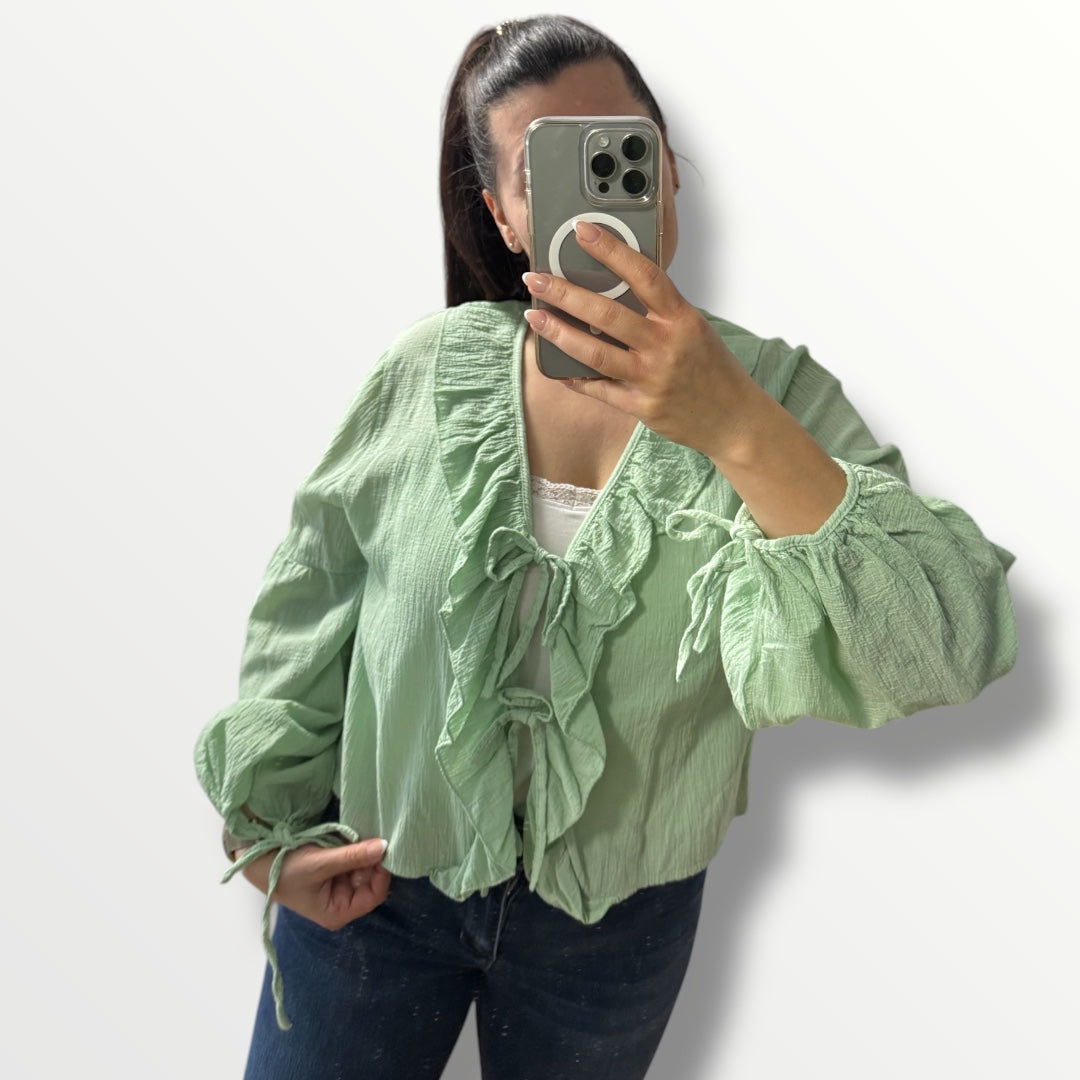 Knoten-Bluse mit Rüschen verschiedenen Farben