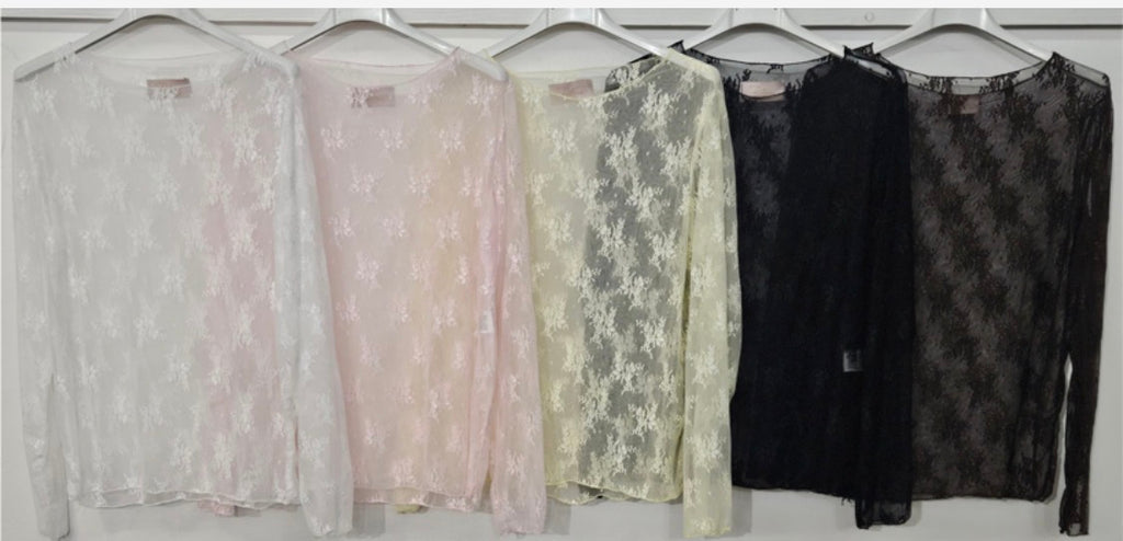 Seamless Spitzen Longsleeve weiß