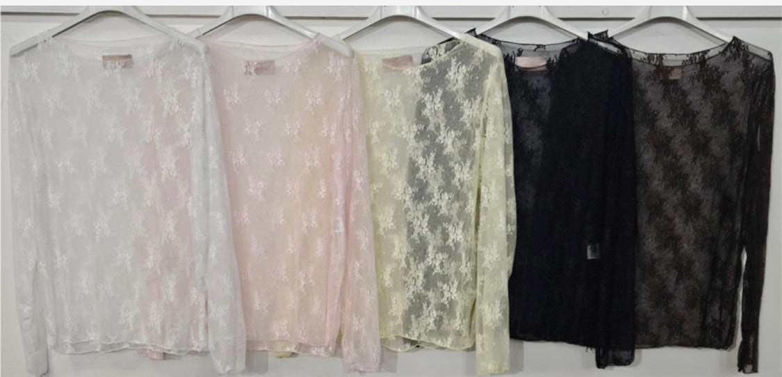 Seamless Spitzen Longsleeve weiß