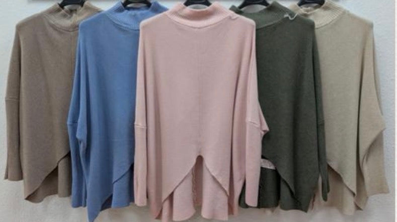 Basic Ripp- Pullover mit V-Ausschnitt (verschiedene Farben)