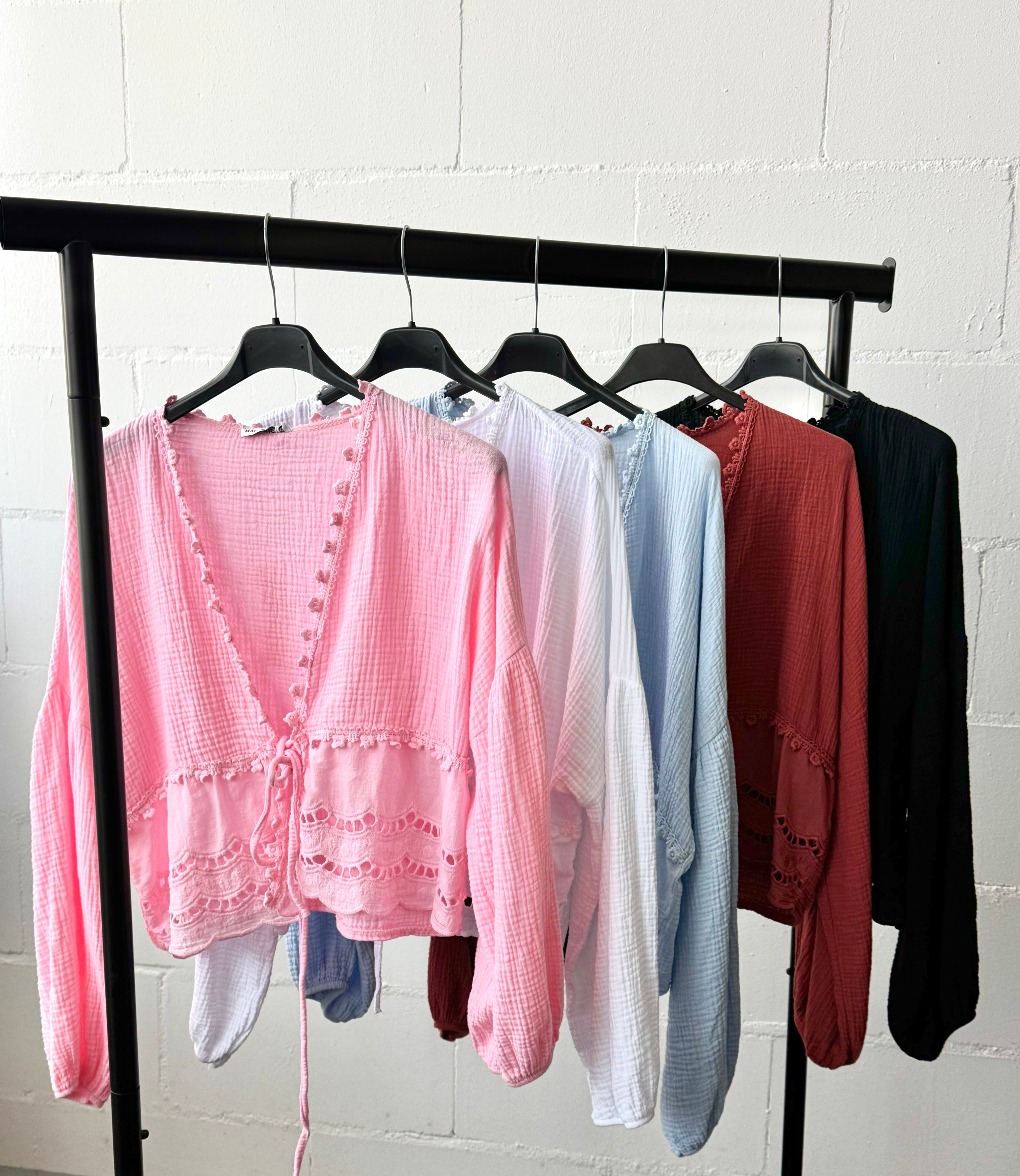 Boho-Bluse Musselin (verschiedene Farben)