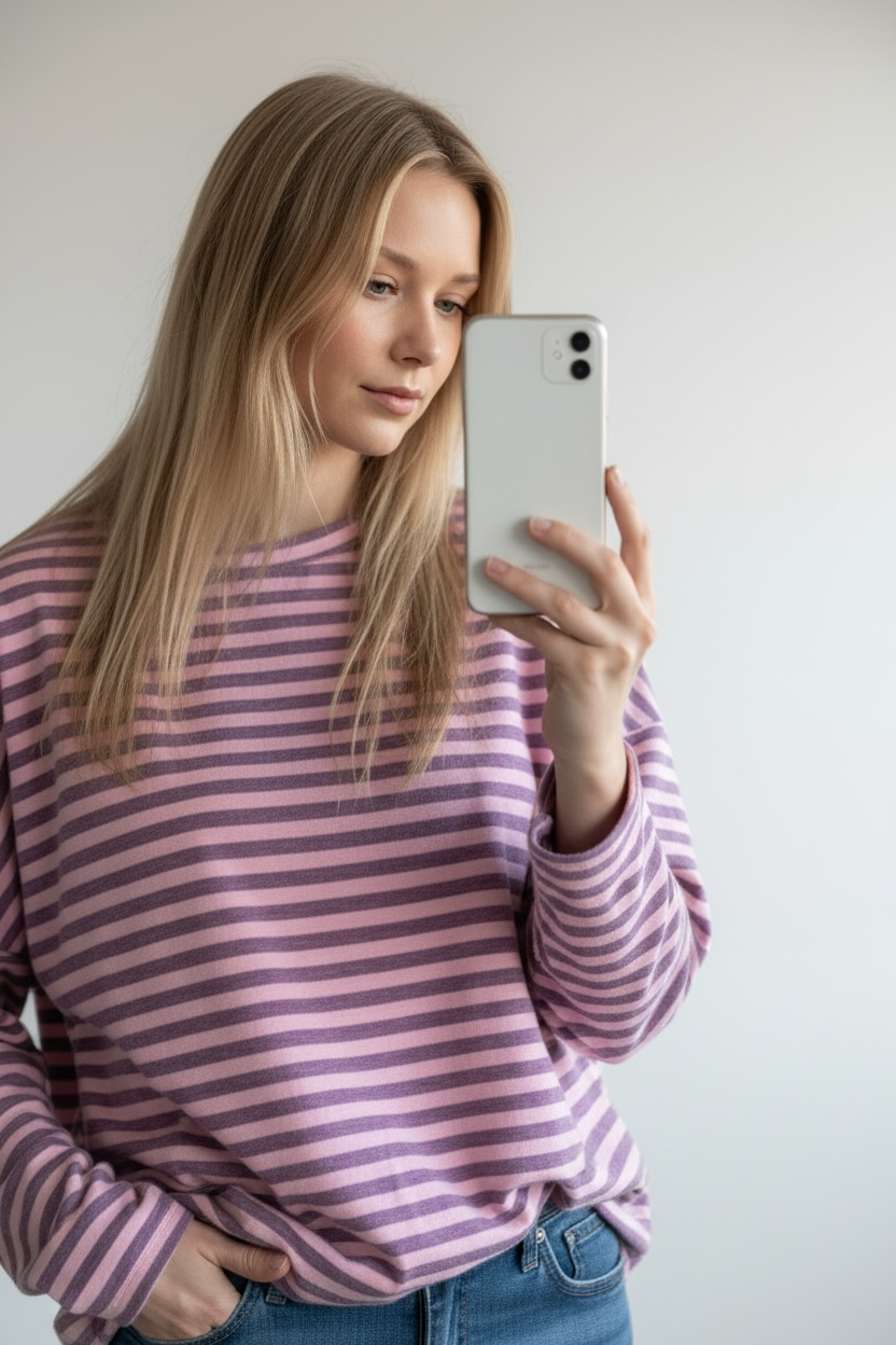 Gestreiftes Jersey Shirt kürzer geschnitten (verschiedene Farben)