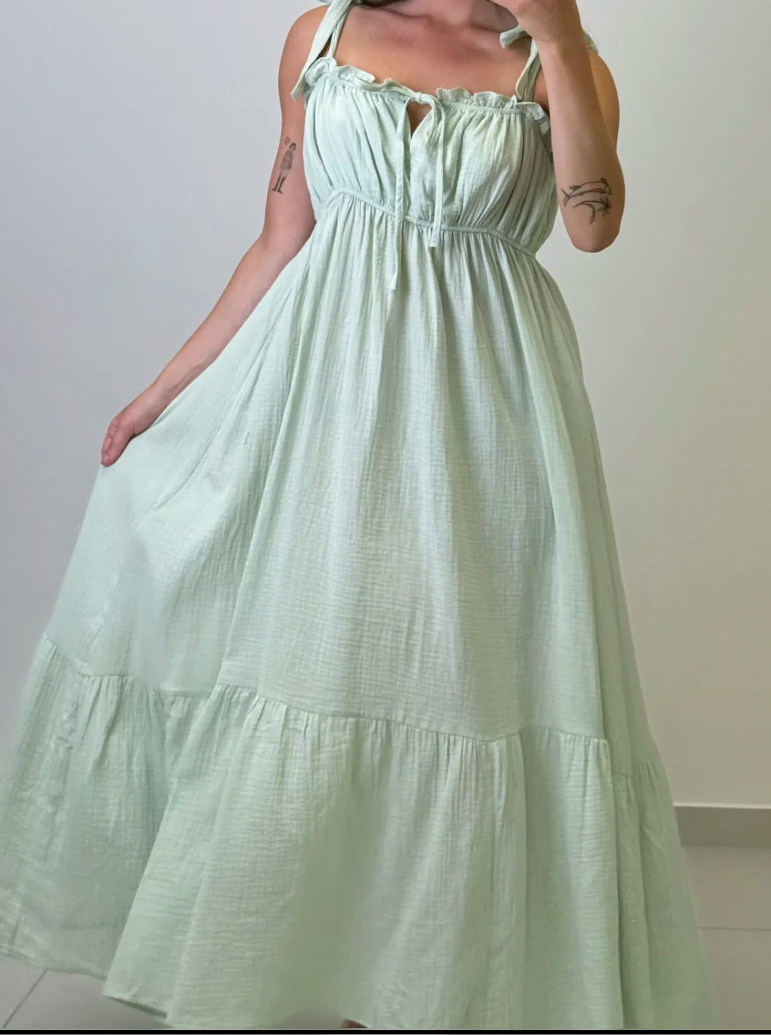 Musselin Trägerkleid mit Schnürung rosa