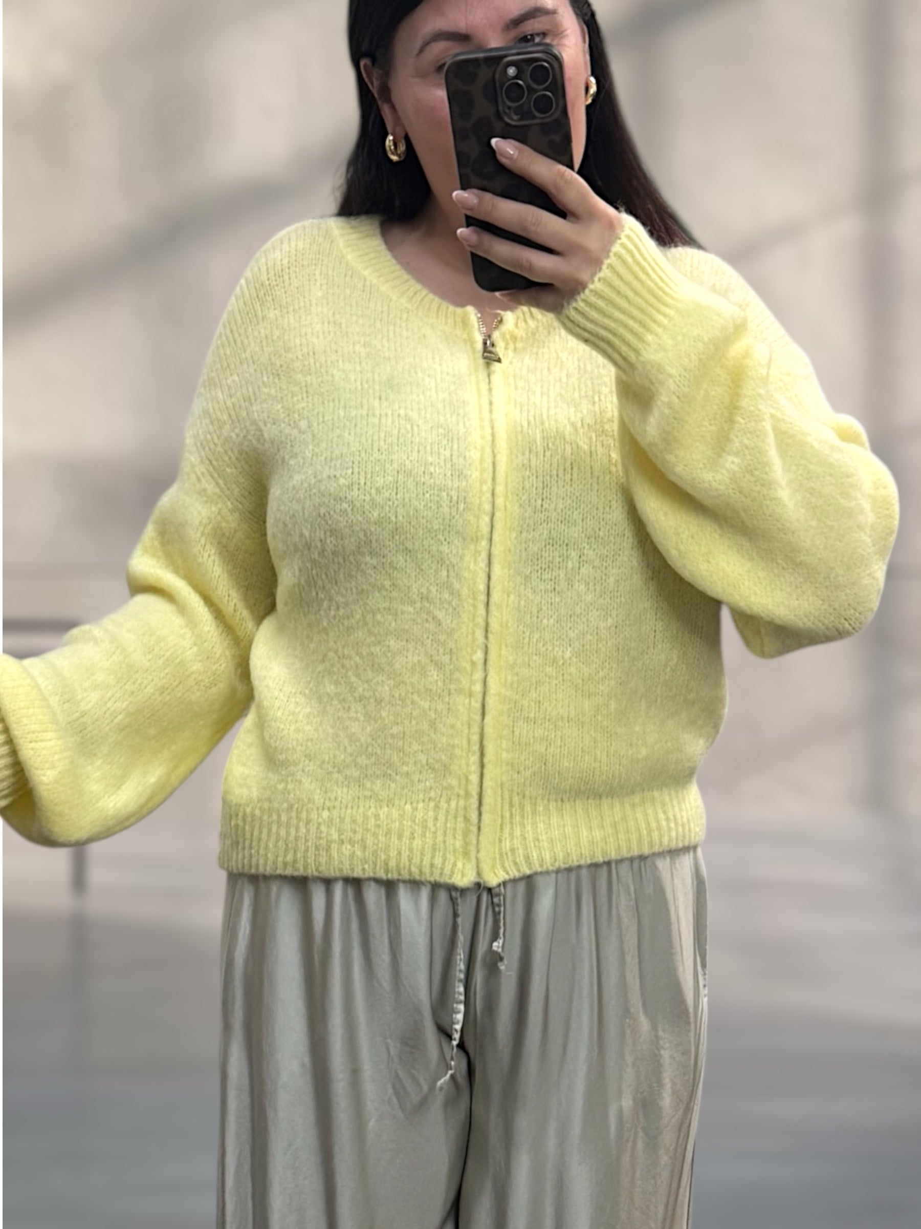Zipp-Strickjacke mit Reißverschluss (verschiedene Farben)