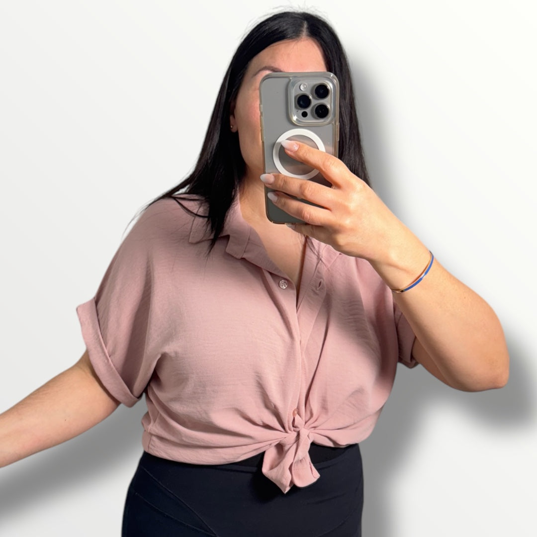 Knoten-Bluse mit Knopfleiste (verschiedenen Farben)