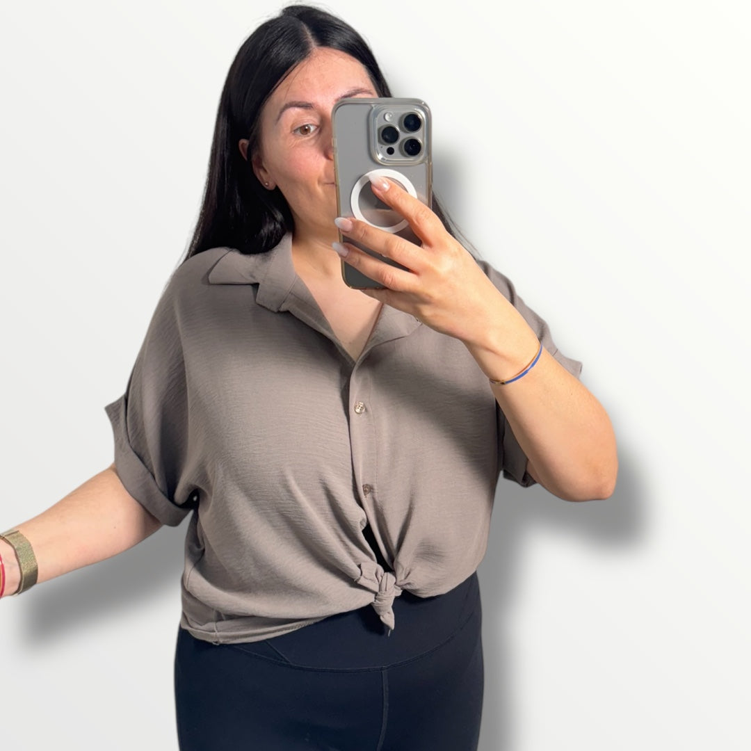Knoten-Bluse mit Knopfleiste (verschiedenen Farben)