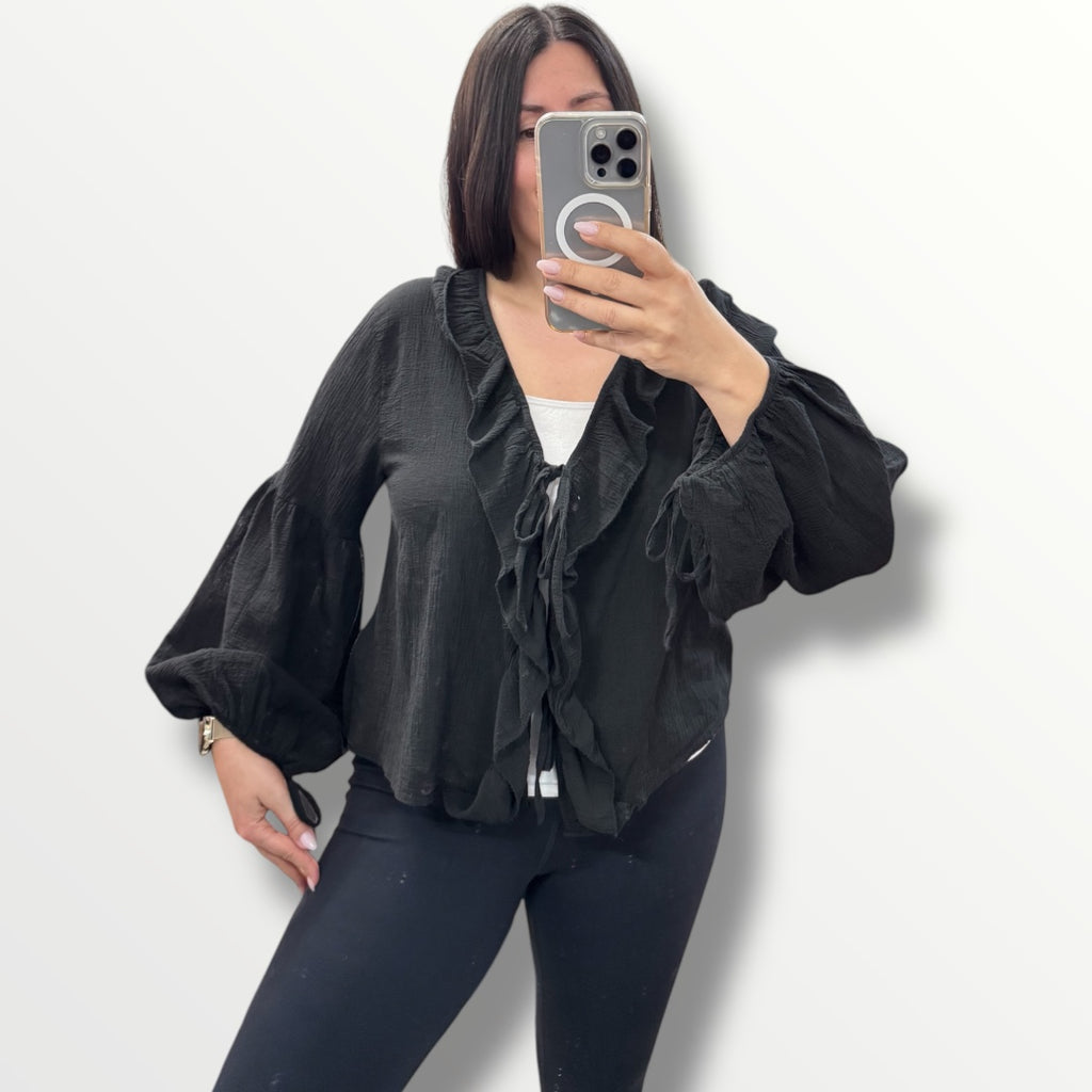 Knoten-Bluse mit Rüschen verschiedenen Farben
