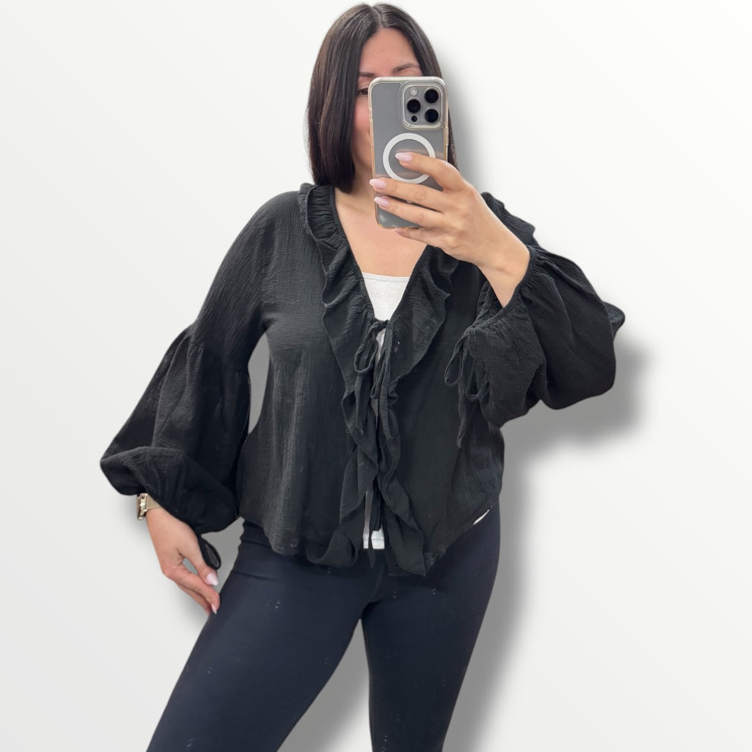 Knoten-Bluse mit Rüschen verschiedenen Farben