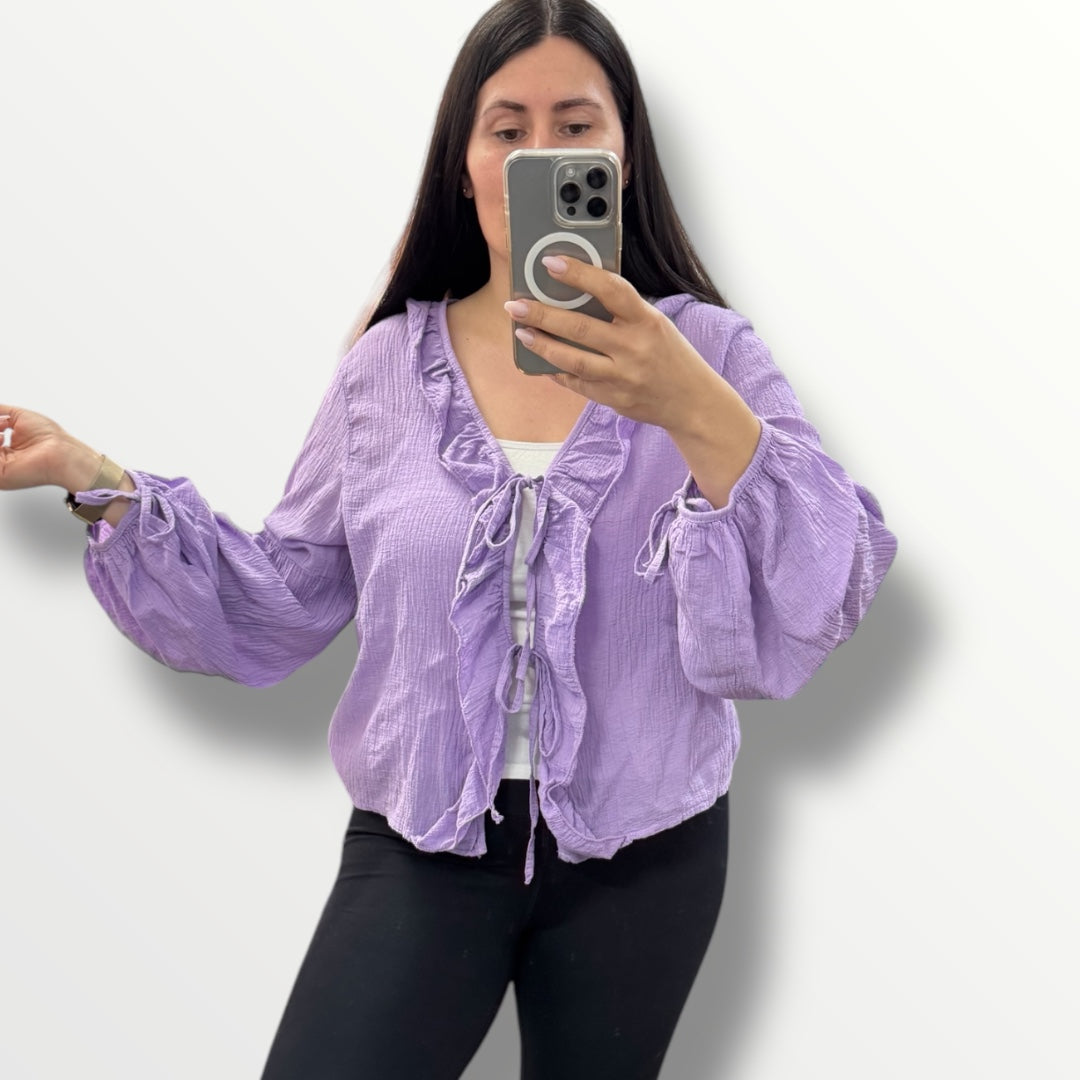 Knoten-Bluse mit Rüschen verschiedenen Farben