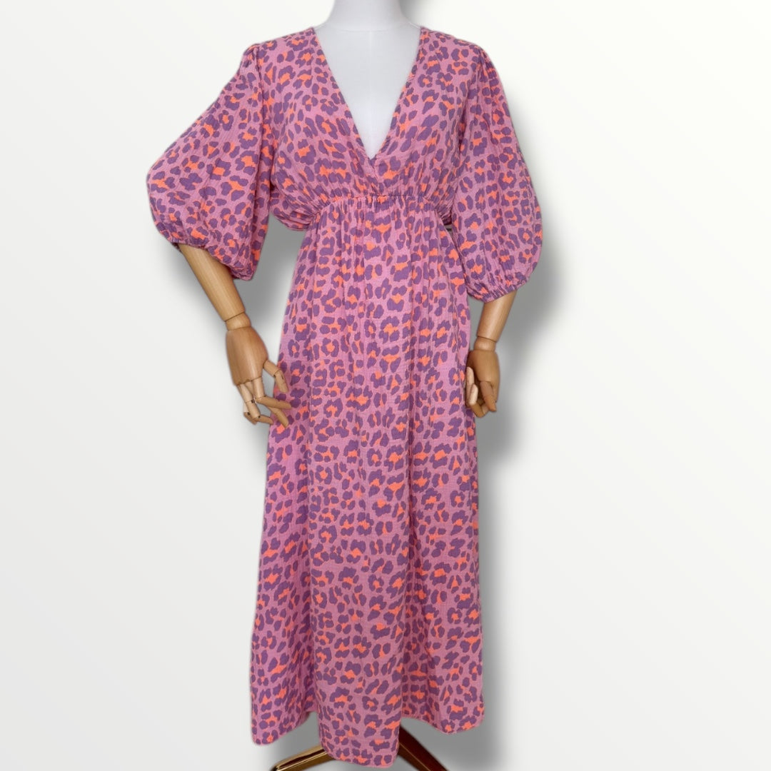 Musselin Kleid Leo V-Ausschnitt