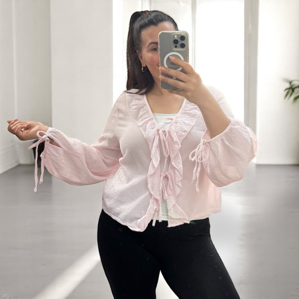 Knoten-Bluse mit Rüschen verschiedenen Farben