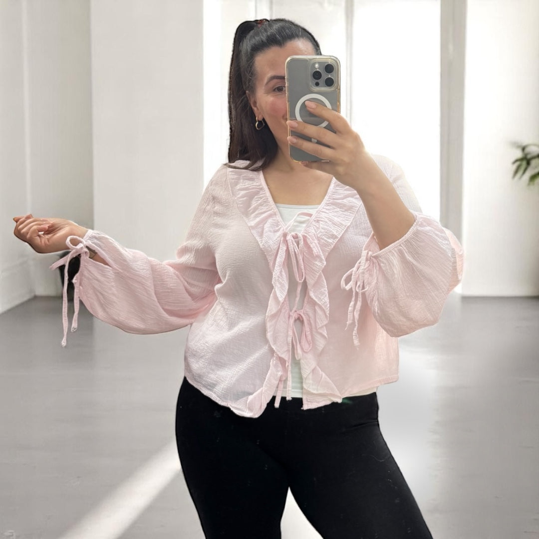 Knoten-Bluse mit Rüschen verschiedenen Farben