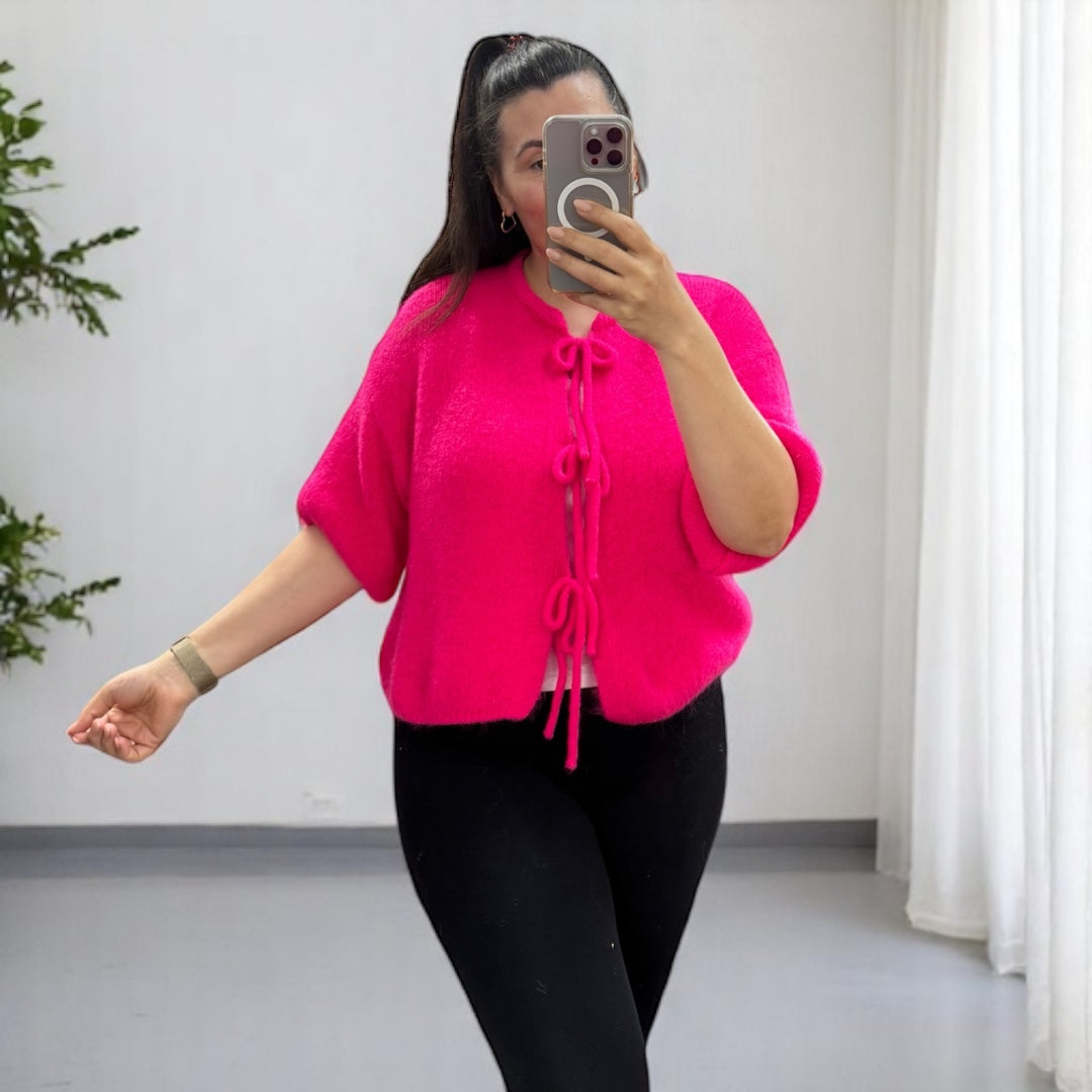 Kuschelige 3/4 Arm Schleifen Strickjacke (verschiedene Farben)