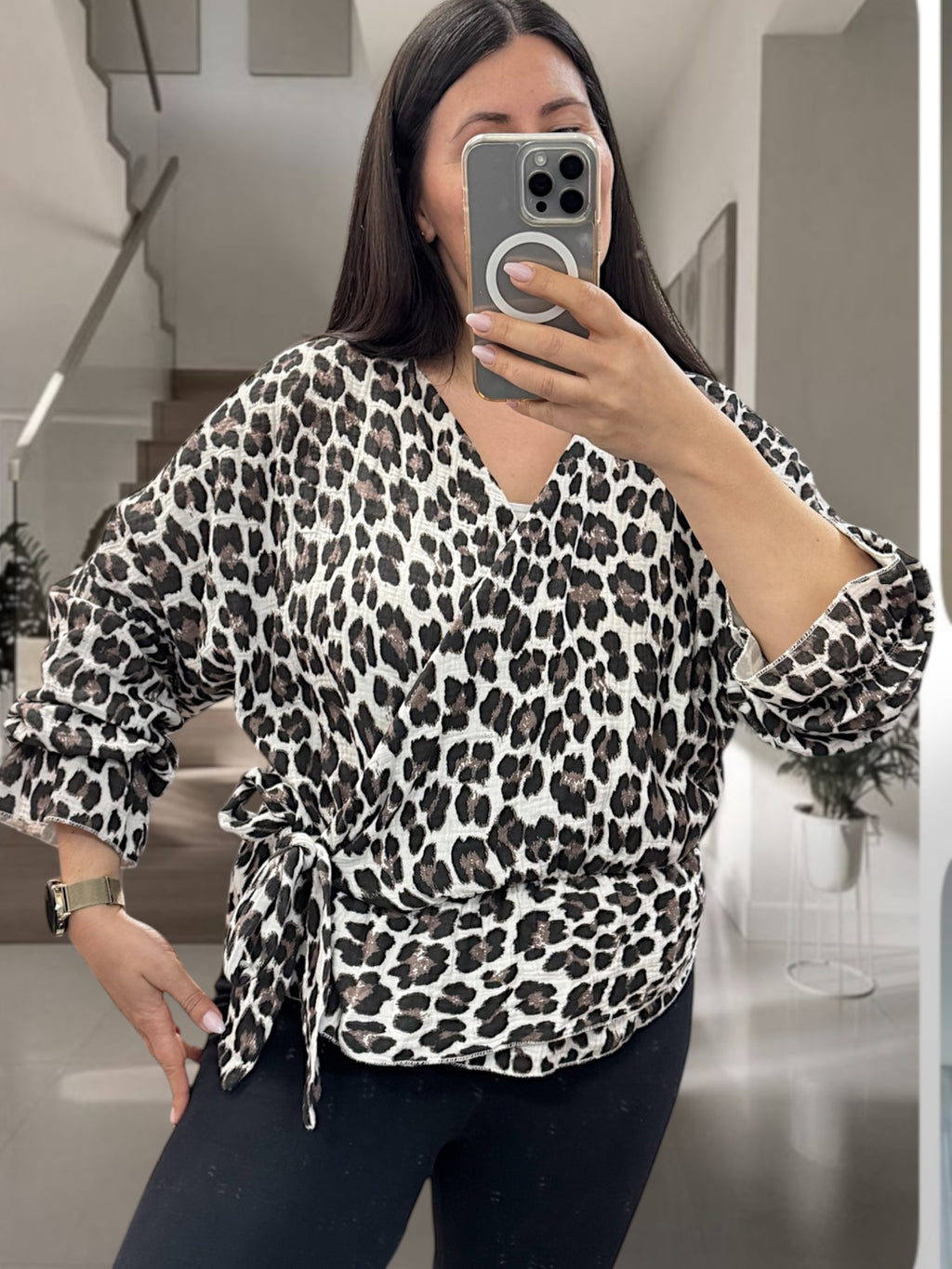 Musselin Leo Binde-Bluse  (verschiedenen Farben)