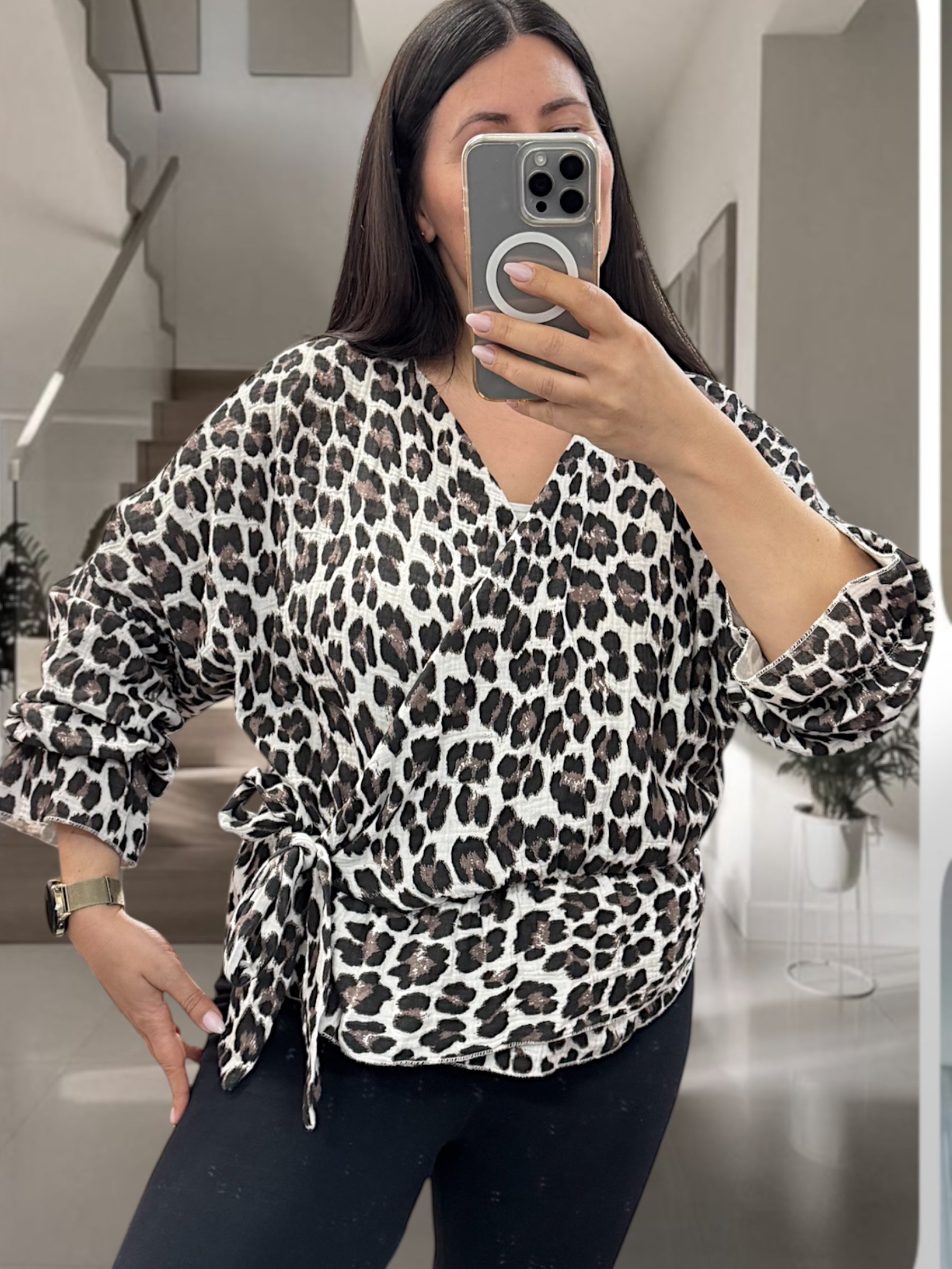 Musselin Leo Binde-Bluse  (verschiedenen Farben)