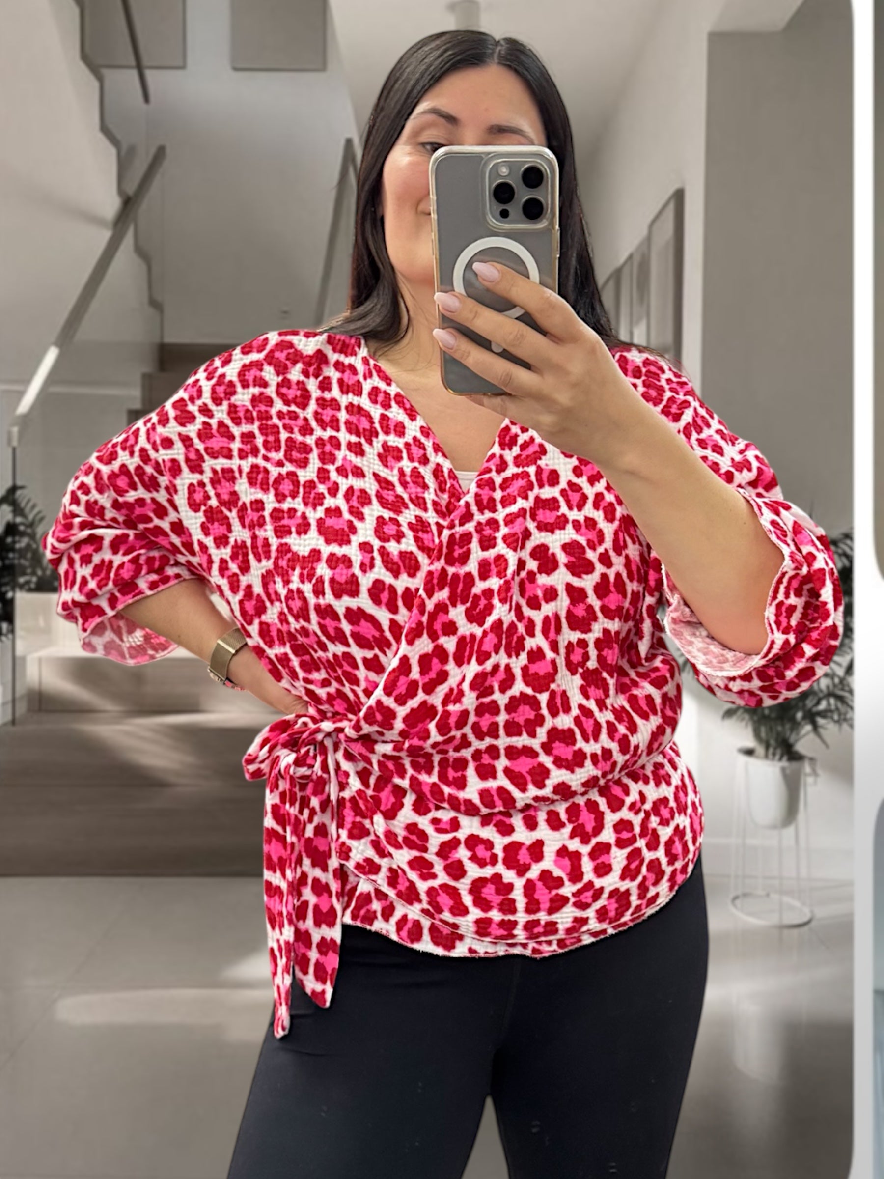 Musselin Leo Binde-Bluse  (verschiedenen Farben)