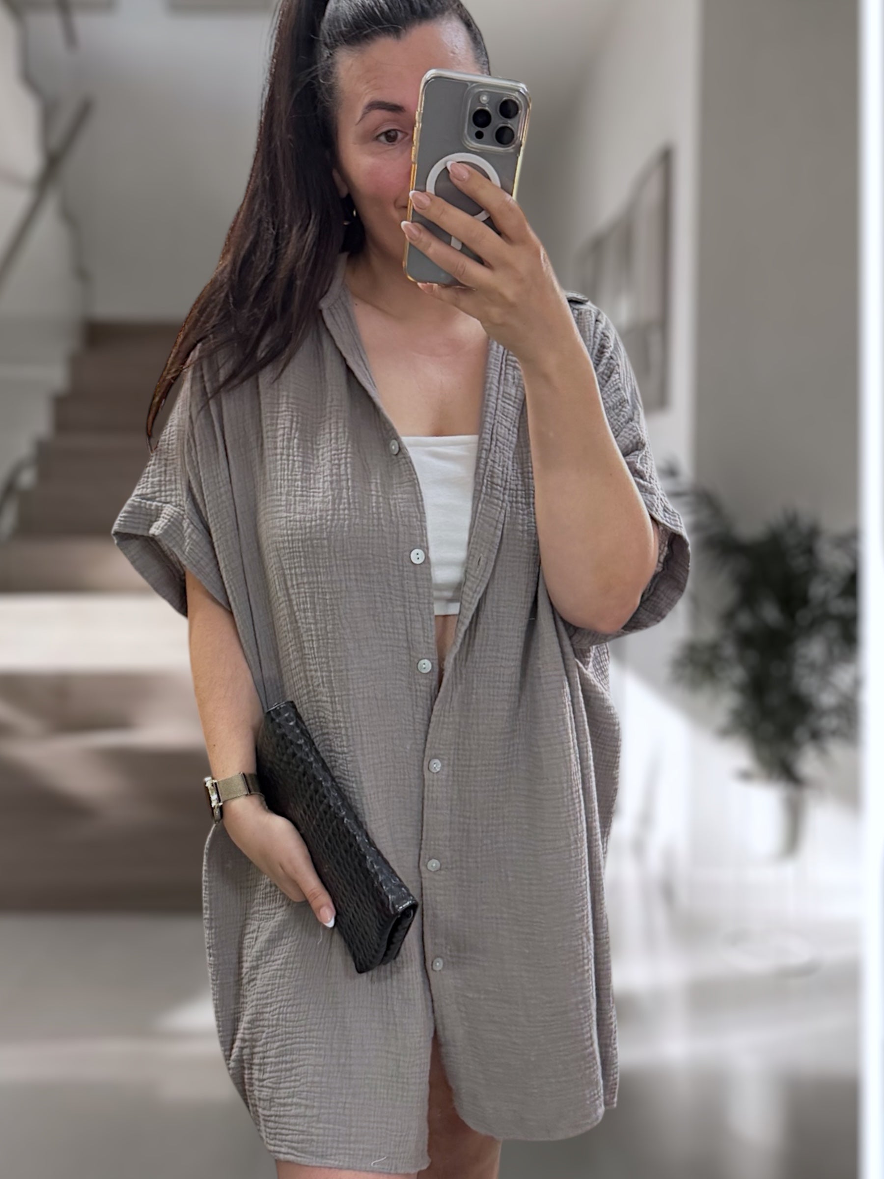 Oversize Musselin Blusenkleid (verschiedenen Farben)